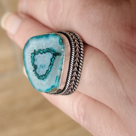 New Solar Quartz Agate 925 Silver Ring. - Picture 8 of 11